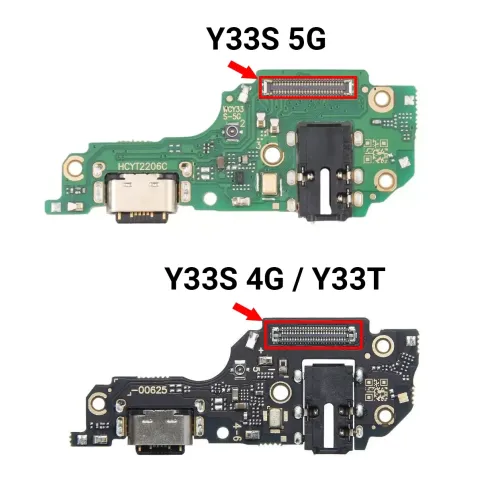 Нижня плата Vivo Y33s 5G з роз'ємом зарядки, наушников, з мікрофоном