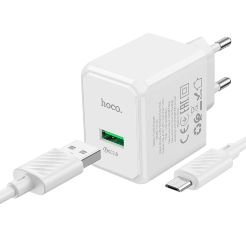 Зарядка тайп сі, Зарядка Type C з кабелем Hoco QC3.0 18W білий