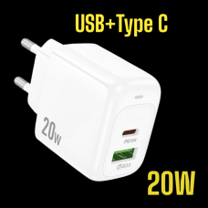 Зарядка з тайп сі, швидка зарядка Hoco PD20W+QC3.0 білий