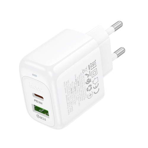 Зарядка з тайп сі, швидка зарядка Hoco PD20W+QC3.0 білий