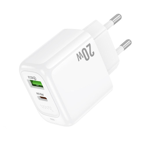 Зарядка з тайп сі, швидка зарядка Hoco PD20W+QC3.0 білий
