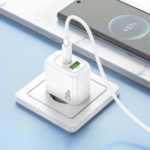 Зарядка з тайп сі, швидка зарядка Hoco PD20W+QC3.0 білий