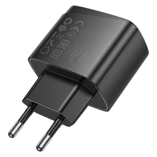 Блок зарядки type c, швидка зарядка (USB + Type C) Hoco PD30W+QC3.0 чорний