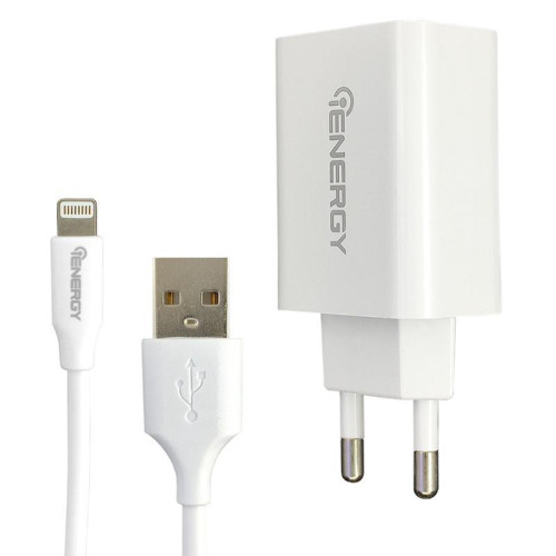 Зарядка для айфону з проводом, блок на айфон Lightning 2.1A iEnergy Білий